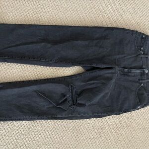 Madewell Black Distressed Wide Leg Jeans